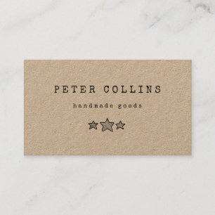 Three stars country doodle rustic kraft business card