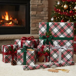 Three Stewart Plaid Wrapping Paper Sheets