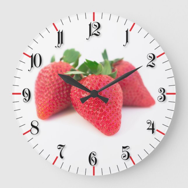 Three strawberries large clock (Front)