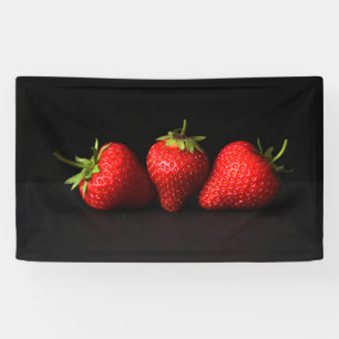 Three Strawberries On Black bnrcn Banner