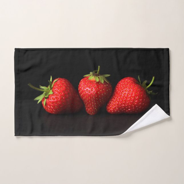 Three Strawberries On Black btcna Bath Towel Set (Hand Towel)