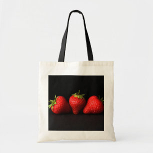 Three Strawberries On Black bti Tote Bag