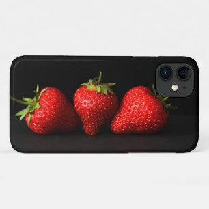 Three Strawberries On Black iphcnm iPhone 11 Case