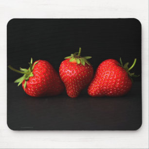 Three Strawberries On Black mpm Mouse Pad