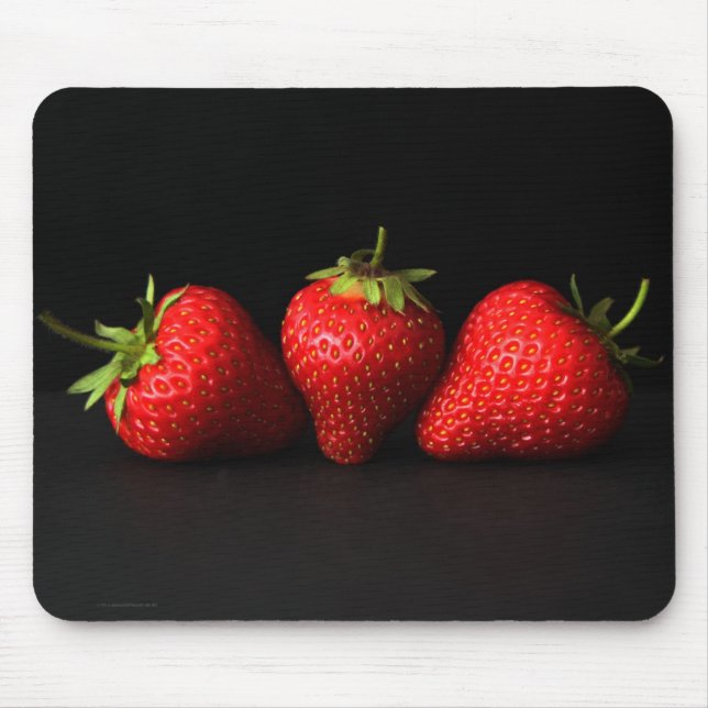 Three Strawberries On Black mpm Mouse Pad (Front)