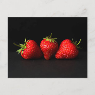 Three Strawberries On Black pccnm Postcard