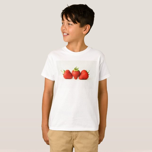 Three Strawberries On White bccnm T-Shirt (Front Full)