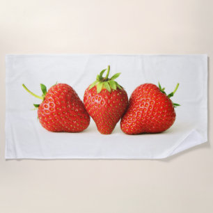 Three Strawberries On White btcna Beach Towel