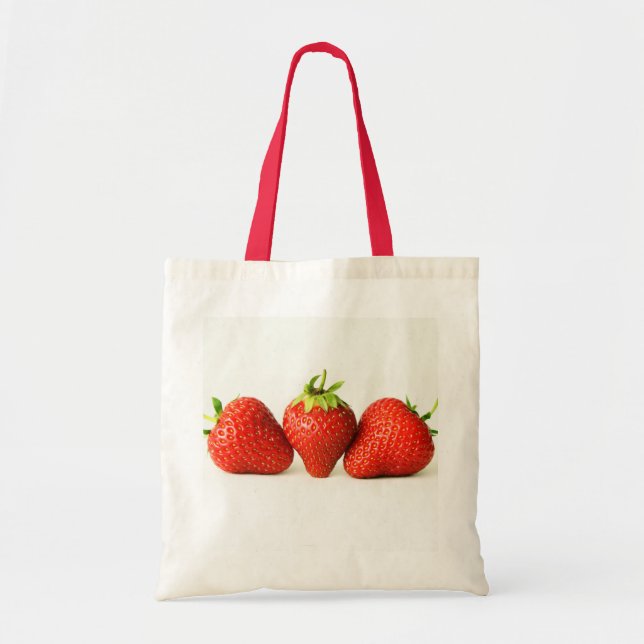 Three Strawberries On White bti Tote Bag (Front)
