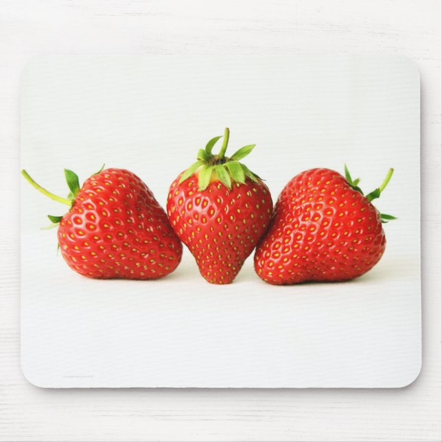 Three Strawberries On White mpcnm Mouse Pad (Front)