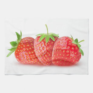 Three strawberries tea towel