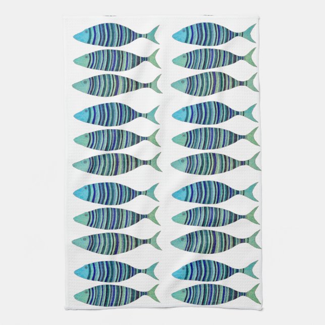 Three Striped Fish  Tea Towel (Vertical)