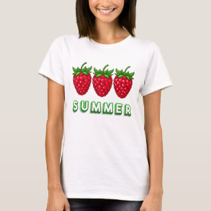 Three Stylishly Drawn Raspberries Bright Colours T-Shirt