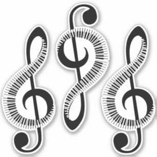 Three Stylized Treble Clefs with Keys