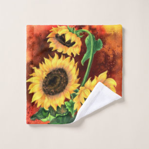 Three Sunflowers Bath Towels