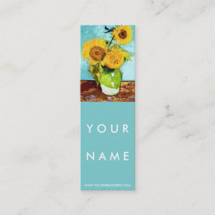 Three Sunflowers by Van Gogh Skinny Mini Business Card