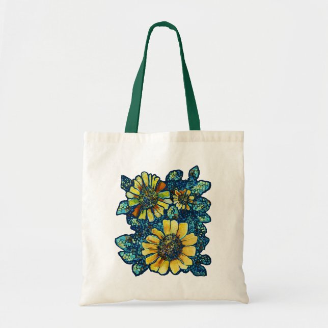 Three Sunflowers, Floral Art Tote Bag (Front)