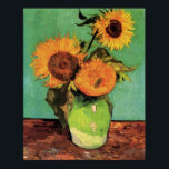 Three Sunflowers in a Vase by Van Gogh Poster<br><div class="desc">Three Sunflowers in a Vase by Vincent Willem van Gogh. About Vincent Willem van Gogh Vincent Willem van Gogh was a Dutch post-Impressionist painter whose work had a far-reaching influence on 20th century art as a result of its vivid colours and emotional impact. Suffering from anxiety and increasingly frequent bouts...</div>