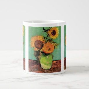 Three Sunflowers in a Vase by Vincent van Gogh Large Coffee Mug