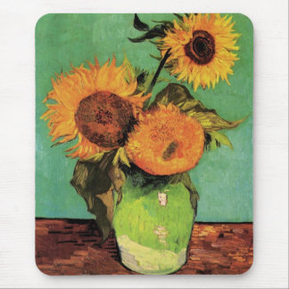 Three Sunflowers in a Vase by Vincent van Gogh Mouse Pad