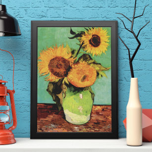 Three Sunflowers in a Vase by Vincent van Gogh Poster