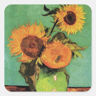 Three Sunflowers in a Vase by Vincent van Gogh Square Sticker