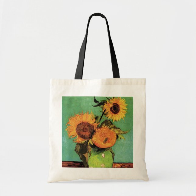 Three Sunflowers in a Vase by Vincent van Gogh Tote Bag (Front)