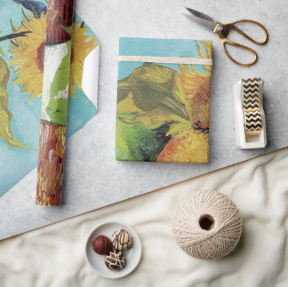 Three Sunflowers in a Vase by Vincent van Gogh Wrapping Paper