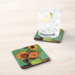 Three sunflowers in a Vase Vincent van Gogh Coaster