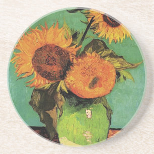Three sunflowers in a Vase Vincent van Gogh Coaster
