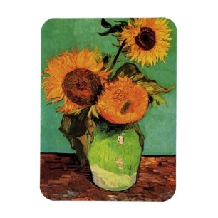 Three sunflowers in a Vase Vincent van Gogh Magnet