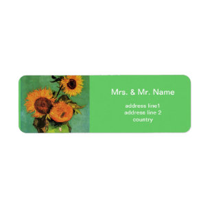 Three sunflowers in a Vase Vincent van Gogh Return Address Label