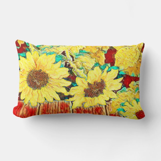 Three Sunflowers Lumbar Cushion (Front)