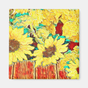 Three Sunflowers Magnet