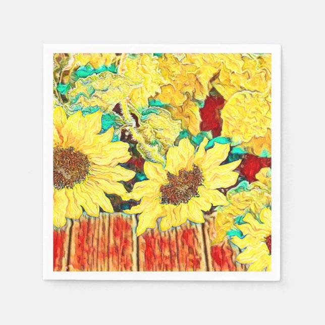 Three Sunflowers Napkin (Front)