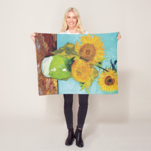 Three Sunflowers, Van Gogh Fleece Blanket