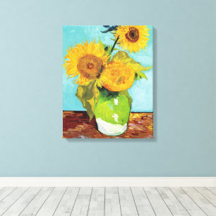 Three Sunflowers Vincent Van Gogh Canvas Print