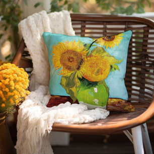 Three Sunflowers   Vincent van Gogh Cushion