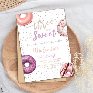 Three Sweet Doughnut Birthday Invitations
