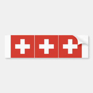 THREE Switzerland Flag Bumper Sticker