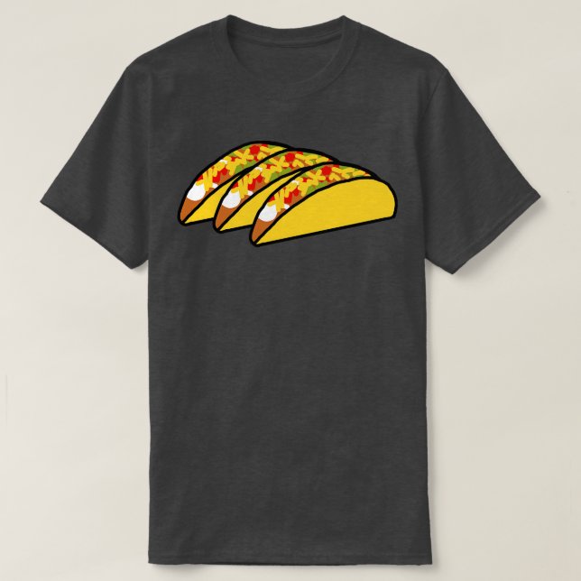 Three Tacos Food for Hungry Foodie T-Shirt (Design Front)