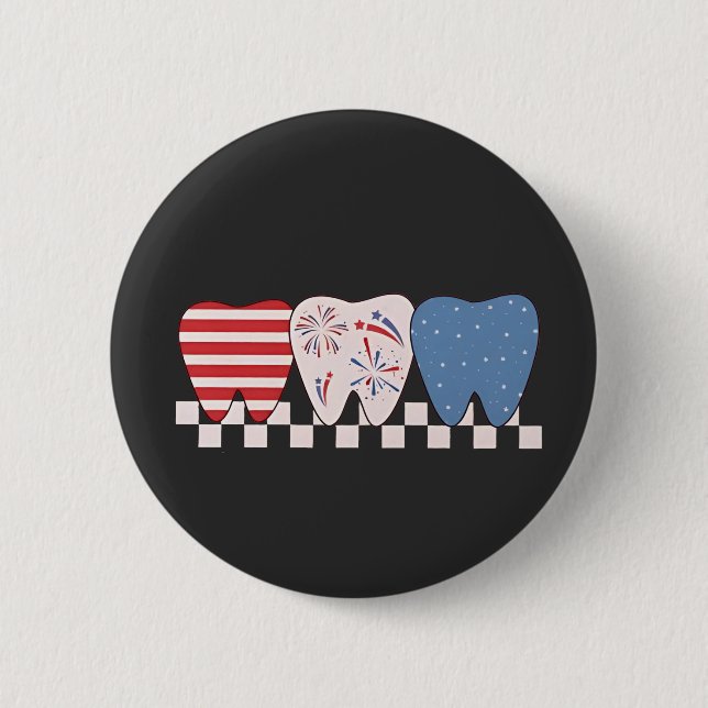 Three Teeth Graphic Design 4th of July 6 Cm Round Badge (Front)