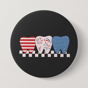 Three Teeth Graphic Design 4th of July 7.5 Cm Round Badge