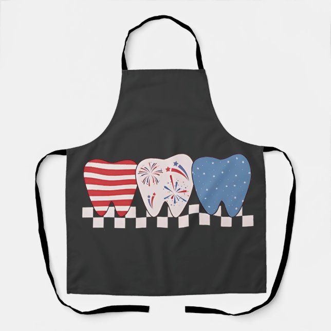 Three Teeth Graphic Design 4th of July Apron (Front)