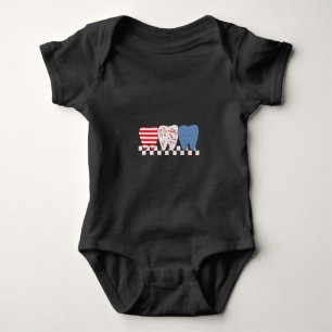 Three Teeth Graphic Design 4th of July Baby Bodysuit