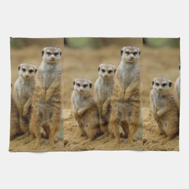 three terrestrial (Suricata suricatta) Tea Towel (Horizontal)