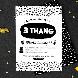 Three Thang, 90s Hip Hop Birthday Party Invitation