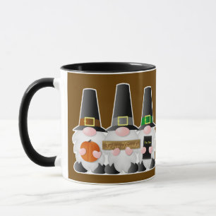 Three Thanksgiving Pilgrim Gnomes Mug