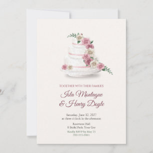 Three Tier Wedding Cake and Rose Cascade Invite