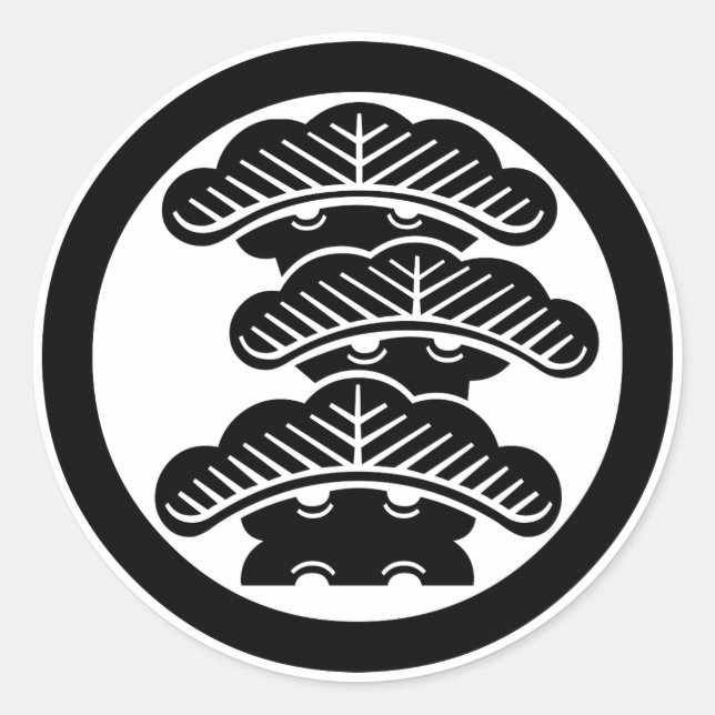 Three-tiered pine R in circle Classic Round Sticker (Front)